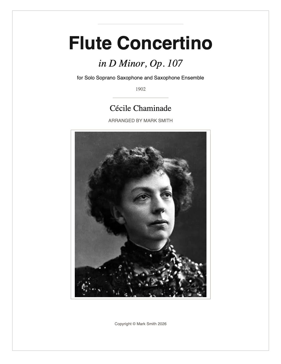 Concertino For Soprano Saxophone And Saxophone Choir by Cecile Chaminade arr. Mark Smith
