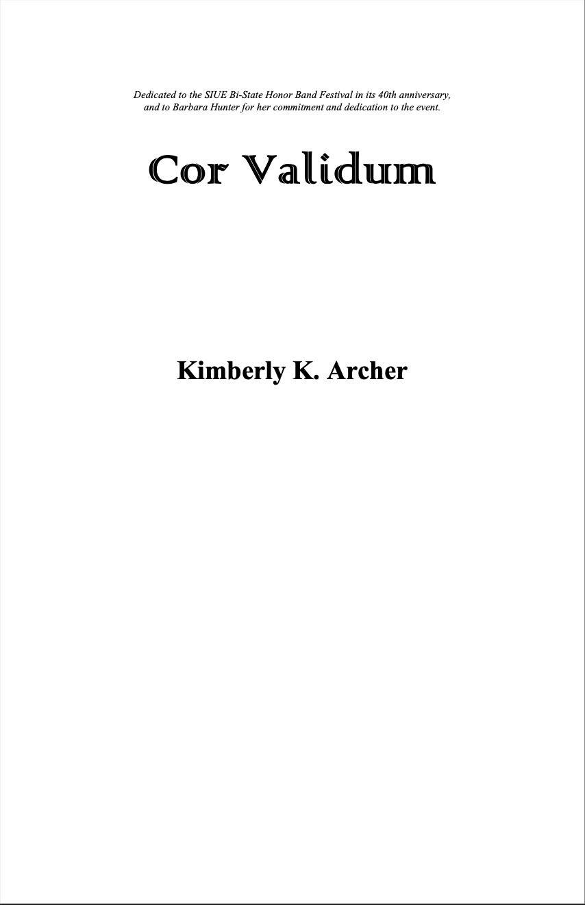 Cor Validum (Score Only) by Kim Archer