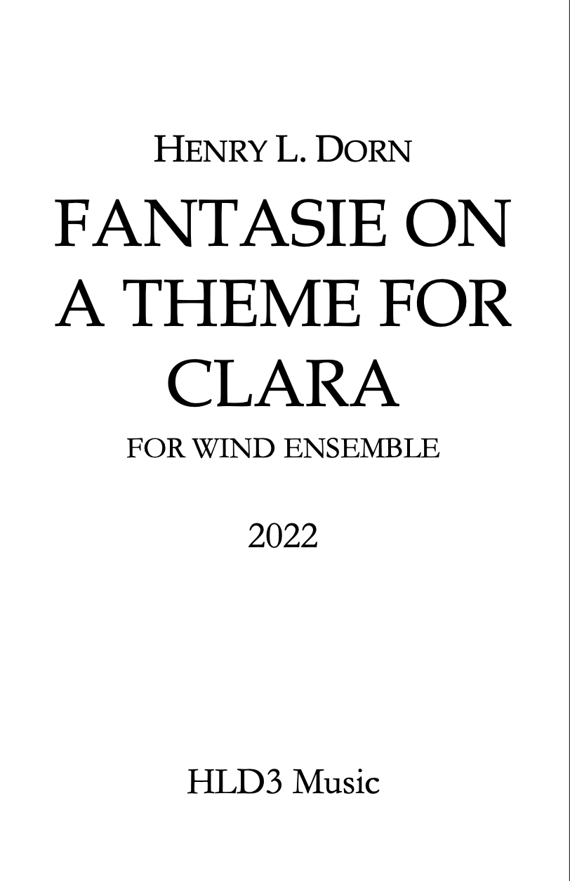 Fantasie On A Theme For Clara (Score Only) by Henry Dorn