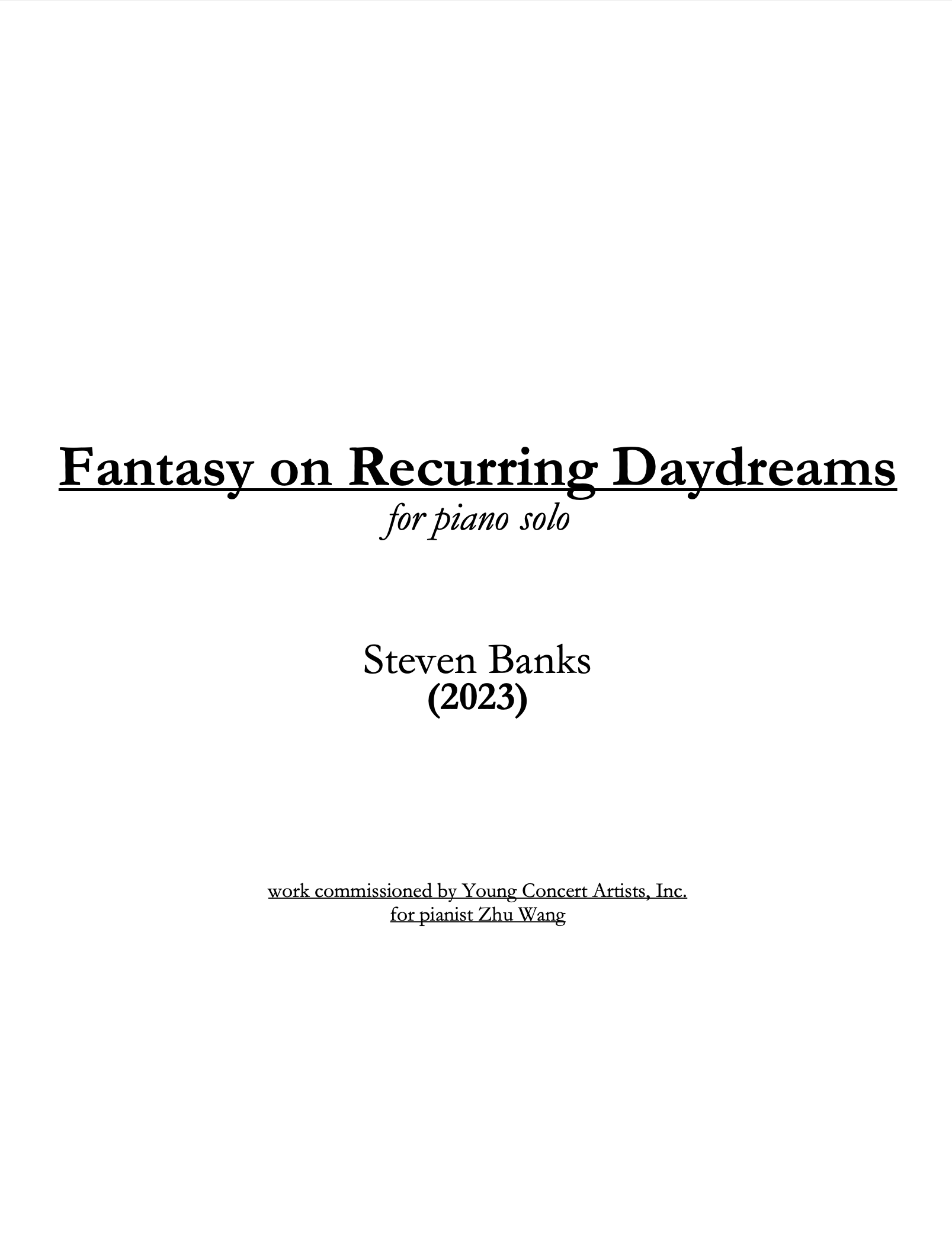 Fantasy On Recurring Daydreams (PDF Version)
 by Steven Banks