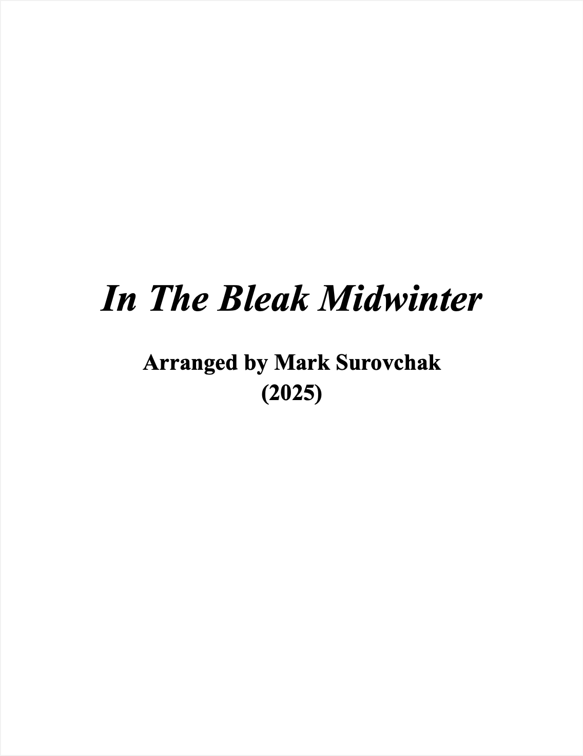 In The Bleak Midwinter (Score Only) by Gustav Holst, arr. Mark Surovchak