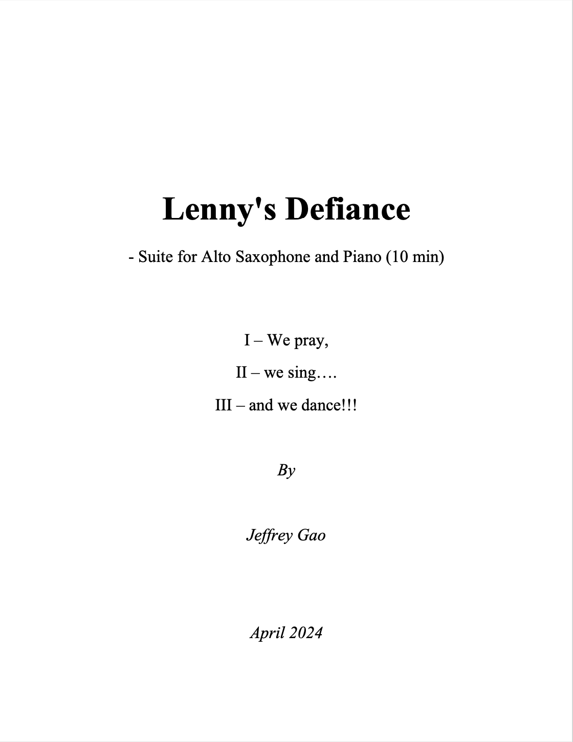 Lenny's Defiance by Jeffrey Gao