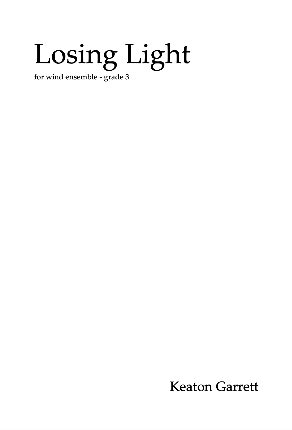 Losing Light (Score Only) by Keaton Garrett