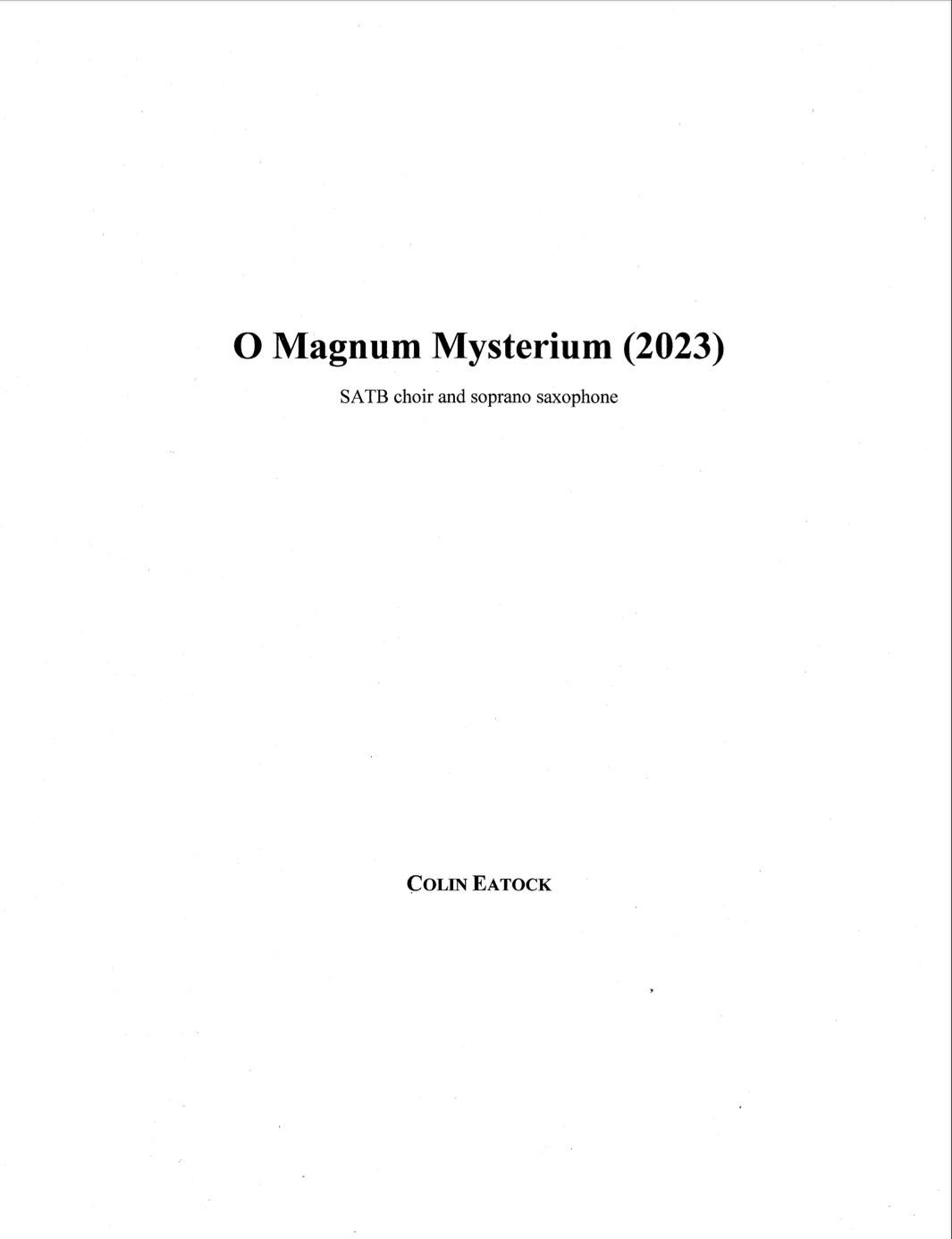 O Magnum Mysterium by Colin Eatock