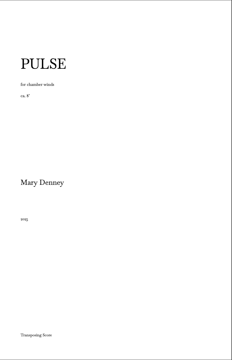 PULSE (Score Only) by Mary Denney