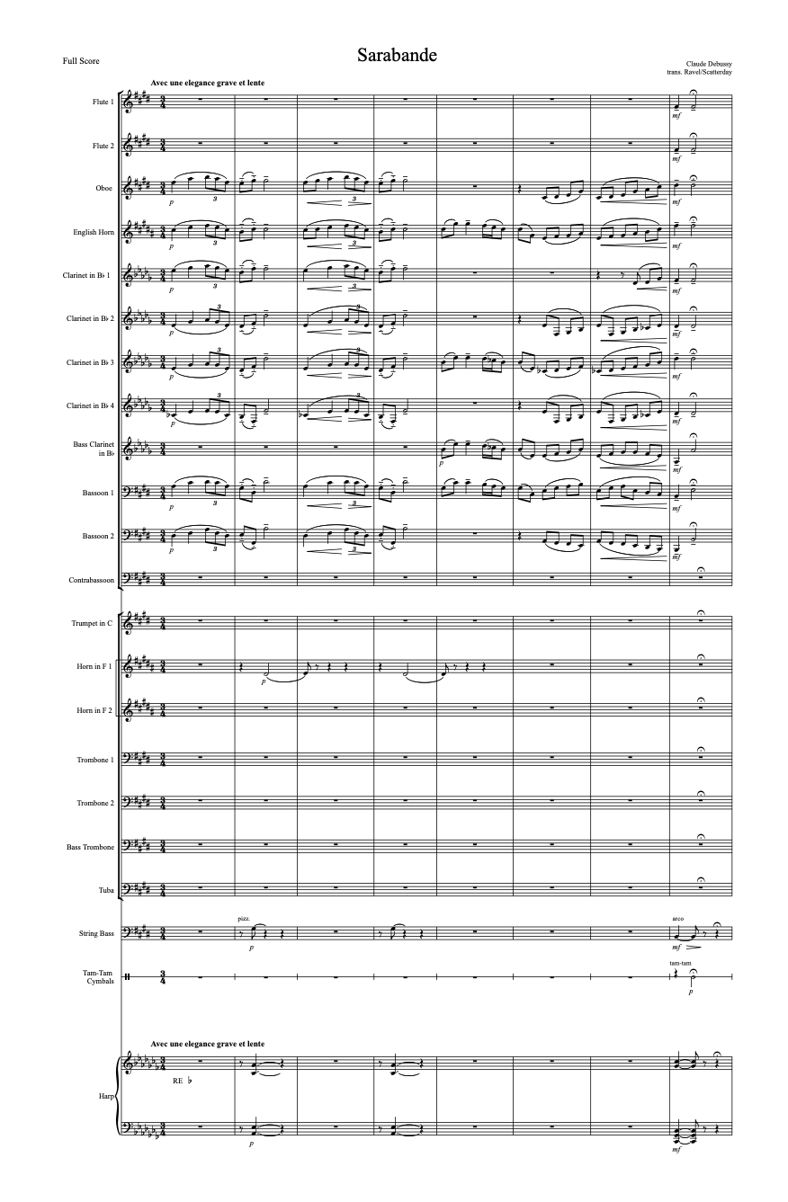 Sarabande (Score Only) by Claude Debussy trans. Ravel/Mark Scatterday