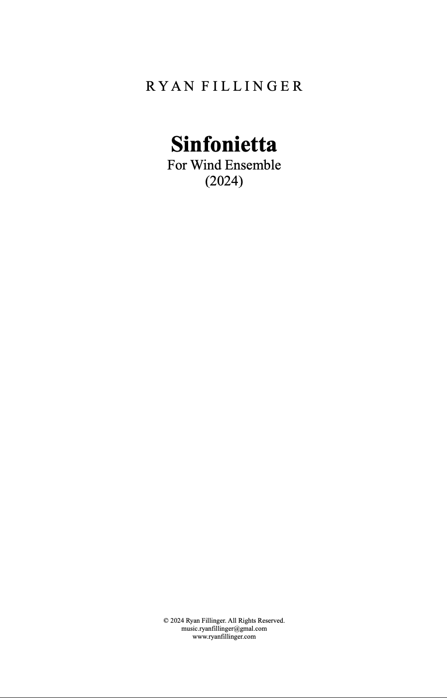 Sinfonietta (Score Only) by Ryan Fillinger