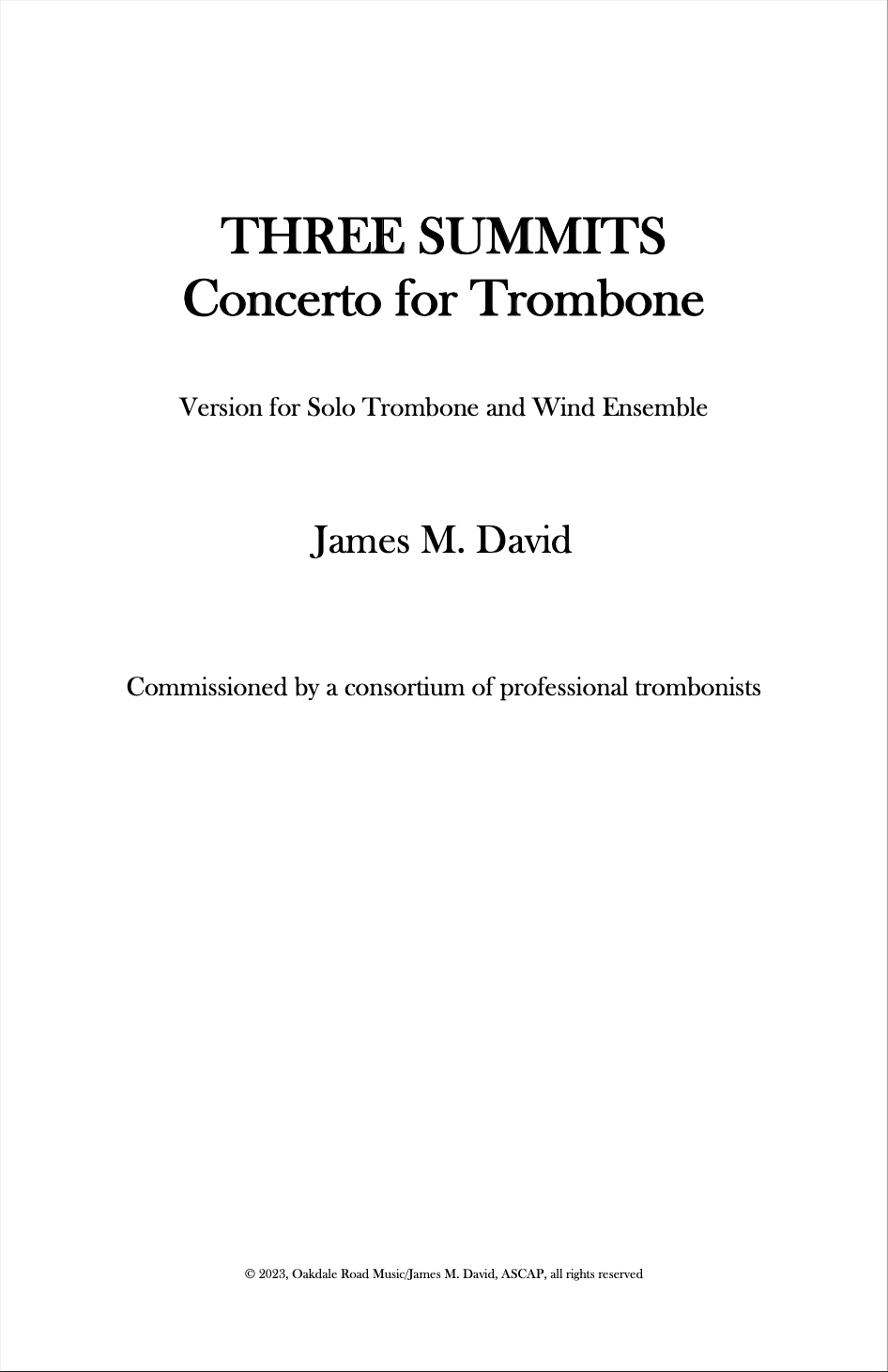 Three Summits (Score Only) by James David